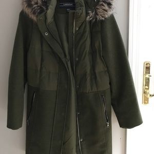 Wool coat with fur lined hood